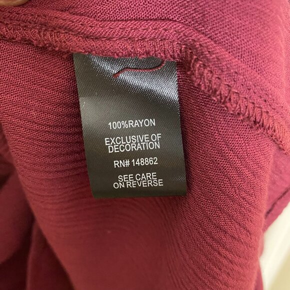 Torrid Burgundy Boho Peasant Top Plus Size 2X Bell Sleeve Crochet Lace Up Blouse - Picture 7 of 9